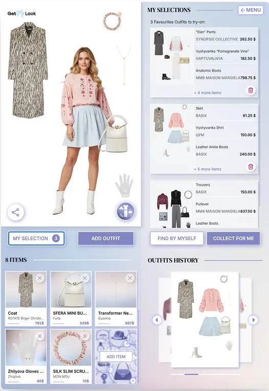 AI Stylist virtual fitting room interface showcase